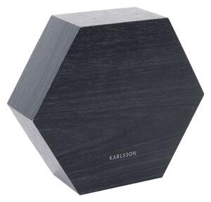 KARLSSON Čierny budík – Hexagon 13 × 11 × 4,5 cm