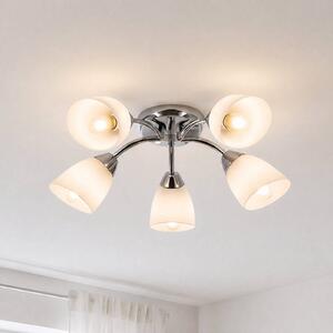 Milagro Lighting Stropné svietidlo Portos, 5-pl., biele/chrómové, kov, Ø 54 cm, Chrómová / strieborná, Obývacia izba / jedáleň, kov, Stropné svetlo