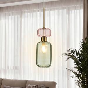 Milagro Lighting Závesné svietidlo Molly, zelená/zlatá, 1-pl., sklo, Ø 12 cm, Zelená, Obývacia izba / jedáleň, Sklo, Moderný, Závesné svietidlo