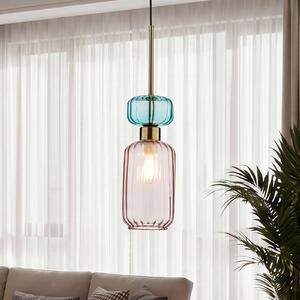 Milagro Lighting Závesné svietidlo Molly, ružová/zlatá, 1-pl., sklo, Ø 12 cm, Fialová / ružová, Obývacia izba / jedáleň, Sklo, Moderný, Závesné svietidlo