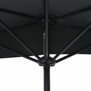 Polkruhový slnečník 270x135 cm Dekorhome Čierna