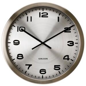 KARLSSON Nástenné hodiny Maxie – strieborné 50 × 6 cm