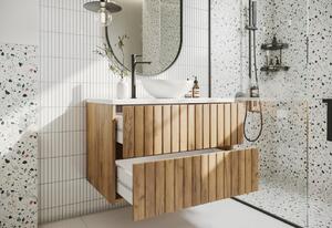 Kúpeľňová skrinka pod umývadlo RYFEN 60, 60x52x48, dub zlatý/biela