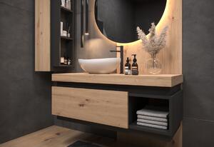 Kúpeľňová zostava s umývadlom KADIRA, dub lefkas/čierna