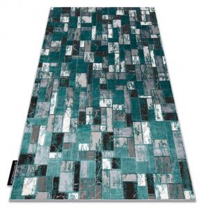 Moderný koberec DE LUXE 6768 Geometrický - Štrukturálny zelený/ antracit