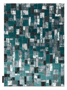 Moderný koberec DE LUXE 6768 Geometrický - Štrukturálny zelený/ antracit
