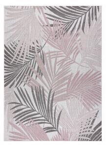 Koberec SISAL SION palmové listy, tropický 2837 ecru / ružový