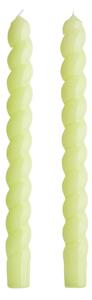 TWISTED Sada lesklých sviečok 2 ks 25,5 cm - zelená