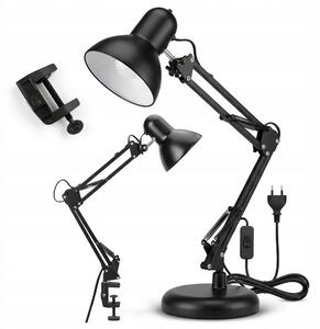 Smart LED Čierna kovová stolná lampa nastaviteľná s klipom 1xE27