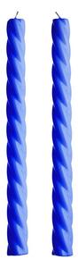 TWISTED Sada lesklých sviečok 2 ks 25,5 cm - modrá