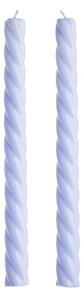 TWISTED Sada lesklých sviečok 2 ks 25,5 cm - sv. modrá