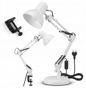 Smart LED Biela kovová stolná lampa nastaviteľná s klipom 1xE27