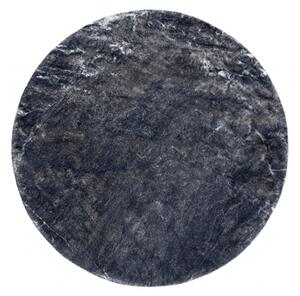 Okrúhly prateľný koberec LAPIN shaggy, čierny/ slonovinová kosť