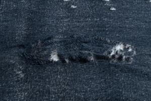 Okrúhly prateľný koberec LAPIN shaggy, čierny/ slonovinová kosť