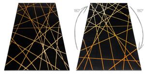 Koberec GLOSS moderný 406C 86 štýlový, glamour, art deco, geometrický čierno / zlatý