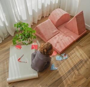Svetloružový menčestrový detský puf Montessori - Little Nice Things