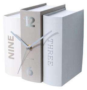 KARLSSON Stolné hodiny Book – šedé 20 × 15 × 20 cm