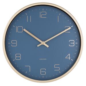 KARLSSON Nástenné hodiny Gold Elegance – modré 30 × 4 cm
