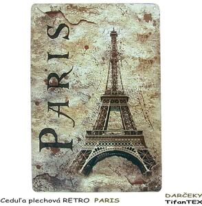 Retro tabuľa PARIS 20x30 cm (plechová retro ceduľa s Eiffelovou vežou)
