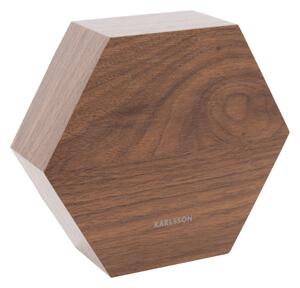 KARLSSON Drevený budík – Hexagon 13 × 11 × 4,5 cm
