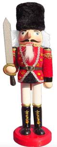 TifanTEX Vianočná dekorácia drevený Luskáčik s mečom figúrka 31cm