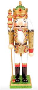TifanTEX Vianočná dekorácia drevený Luskáčik so žezlom kráľ 30cm