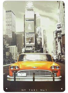 Plechová retro tabuľa NY TAXI No1 (ulice New Yorku s taxíkom 15x30 cm)