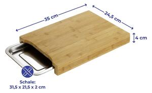 Bambusová doštička s nerezovou táckou 24.5x35 cm - Maximex