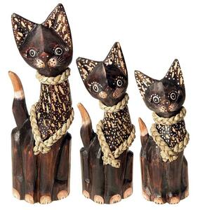 Drevené sošky mačky 3ks 25cm (Sošky zvierat, lacné dekorácie do bytu)