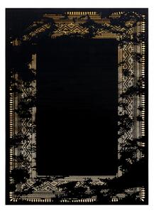 Koberec GLOSS moderný 408C 86 vzor rámu, glamour, art deco čierno / zlatý