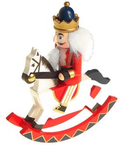Luskáčik na koni Kráľ červený výška 15cm (vianočná ozdoba luskáčik na koni)