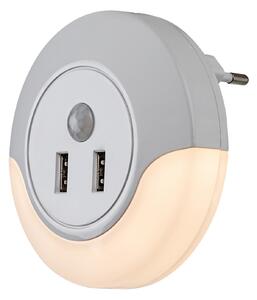 Rabalux DEMBO LED nočné svetlo do zásuvky so senzorom 2xUSB LED/13,9W/230V 3000K