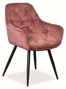 SIGNAL BRADOP Jedálenská stolička/kresielko CHERRY velvet ružové