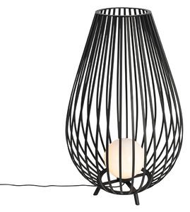 Dizajnová stojaca lampa čierna s opálom 110 cm - Angela