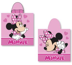 DETSKÝ BAVLNENÝ PONČO UTERÁK S KAPUCŇOU MINNIE 50X115 CM VZOROVANÝ