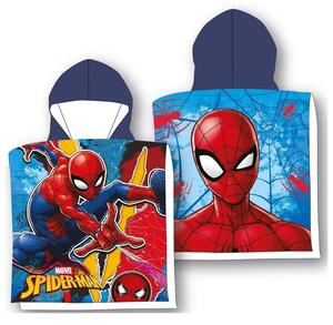 DETSKÝ BAVLNENÝ PONČO UTERÁK S KAPUCŇOU SPIDERMAN 50X115 CM VZOROVANÝ