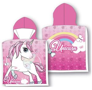 DETSKÝ BAVLNENÝ PONČO UTERÁK S KAPUCŇOU UNICORN 50X115 CM VZOROVANÝ
