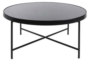 LEITMOTIV Veľký čierny konferenčný stolík so sklenenou doskou ∅ 82,5 cm × 40 cm
