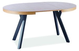 SIGNAL SIG Rozkladací okrúhly jedálenský stôl DOMINGO 100(250)x100x76 dyha dub/čierny