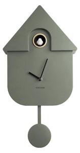 KARLSSON Nástenné hodiny Modern Cuckoo ABS – zelená 41 × 8,5 × 21,5 cm