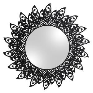 PRESENT TIME Zrkadlo s čiernym rámom Peacock Feathers Ø 60 cm, zrcadlo Ø 30 cm