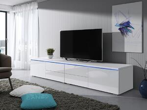 Televízny stolík s LED osvetlením FERNS D 11 - biely / lesklý biely