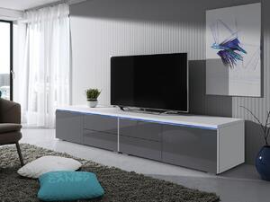Televízny stolík s LED osvetlením FERNS D 11 - biely / lesklý šedý