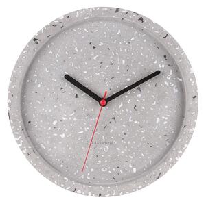 KARLSSON Nástenné šedé kameninové hodiny Tom Tarazzo ∅ 26 × 5 cm