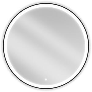 Mexen Esso kúpeľňové zrkadlo s podsvietením, okrúhle 90 cm, LED 6000K, proti zahmlievaniu, čierny rám