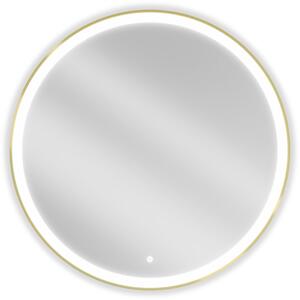 Mexen Esso podsvietené kúpeľňové zrkadlo, okrúhle 90 cm, LED 6000K, proti zahmlievaniu, zlatý rám - 9825-090-090-611-50