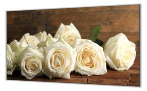 Ochranná doska biely kvet ruže na dreve - 52x60cm / ANO