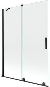 Mexen Velar rozťahovacia dvojkrídlová vaňová zástena 130 x 150 cm, transparentná, čierna - 896-130-000-01-70