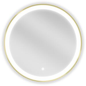 Mexen Esso kúpeľňové podsvietené zrkadlo, okrúhle 60 cm, LED 6000K, protihmla, zlatý rám - 9825-060-060-611-50