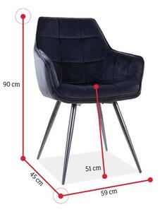 Jedálenská stolička LINA Velvet, 59x90x45, čierna/bluvel 85